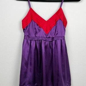 RAREY2K Topshop 100% Silk Purple Pink Cami Babydoll Top US Small